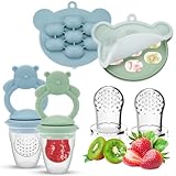 VIRIECH 2er-Pack Babynahrungs-Aufbewahrungsbehälter mit Fruchtsauger, Muttermilch-Popsicle-Formen & Babynahrungs-Fütterer für Kleinkinder von 3-24 Monaten, BPA-frei