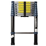 WORHAN® Teleskopleiter Pro Aluminium Aluleiter Leiter Ausziehleiter Belastbarkeit bis zu 150kg Entspricht EN131 1K2.6C