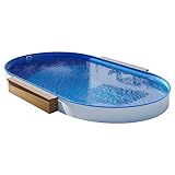 Stahlwandbecken oval 4,50 m x 2,50 m x 1,20 m - Made in Germany - Funktionshandlauf Bodenschiene Stahlmantel Poolfolie 0,8 mm blau Swimmingpool Pool Schwimmbad Garten Winterfest