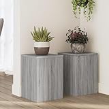 Gecheer Pflanzenständer 2 STK.Blumenständer Hohle Konstruktion, Dekosäule Podest für Pflanzen Dekoartikel, Blumenhocker Blumensäule Grau Sonoma 25x25x35 cm Holzwerkstoff Grau Sonoma