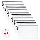 Vicloon Dokumententasche mit Reißverschluss A5, 10 pcs Mesh Plastic Zip Bag, Wasserdichte Document Case, Reißverschlusstasche Zip Beutel Tasche Wallet Taschen Kunststoff Mesh Dokumentenmappen