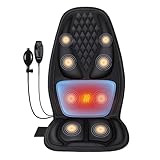 Rückenmassage Stuhlauflage, 3D-Lendenwirbelstütze Elektrischer Rückenmassager für Rückenschmerzlinderung, Massage-Sitzkissen mit 3 Vibrationsintensitäten & 2 Heizstufen