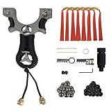 Katomi Steinschleuder Profi Zwille Slingshot Set – 360° drehbarer Kopf, 6 Gummibänder, 800 Stahlkugeln, 8cm Ziel, Outdoor Jagd Sport Schleuder, für Erwachsene & Jugendliche, umweltfreundlich