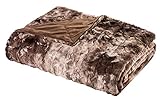 WOHNWOHL® Flauschige Kuscheldecke in Nerzfelloptik (150 x 200 cm) • Weiche Mikrofaser Wohndecke • Pflegeleichte Sofadecke, Tagesdecke, Wohnzimmerdecke • Kunstfelldecke für Bett & Sofa (Braun)