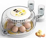 DETODDA Brutautomat Vollautomatisch, Brutmaschine Vollautomatisch Brutkasten Hühner mit LED Beleuchtung Automatischem Eierdrehen, Inkubator Hühner für 8 Eier