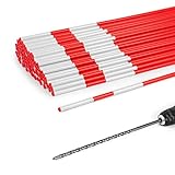 100 Stück 91,4 cm Kunststoff-reflektierende Schneestöcke, flexible Auffahrtmarkierungen, inklusive 30,5 cm Installationsbohrer, 0,95 cm Durchmesser (100)