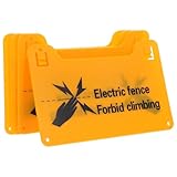 NUOBESTY 4 Stück Wetterfeste Warnschilder für Elektrozaun aus Kunststoff mit Hochspannungswarnung Vorgebohrte Löcher Abgerundete Ecken Sicherheitsschilder für Bauernhof Zaun und Tor