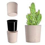 KADAX Blumentopf mit Holzspänen, eleganter Übertopf mit Einlage, Topf, Gartenschale, Blumenkübel, Blumentopfschutz für Wohnzimmer, Büro (⌀ 30cm, Creme)
