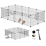 EUGAD Freigehege für Kaninchen mit Tür erweiterbar für Meerschweinchen Kleintiere Robustes Metallgitter 142x72x36 cm einfache Montage schwarz