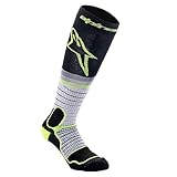 Alpinestars, Mx Pro Socks, Technische Socken, Kompressionsstrümpfe für Damen und Herren, Funktionssocken für Motocross, Schwarz/Grau/Gelb Fluo Größe L (1er stück)