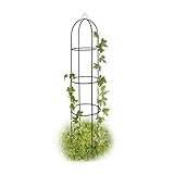 Relaxdays 4X Rankobelisk, Rankhilfe freistehend, dekoratives Rankgestell für Garten, Rankturm, Metall, grün, HBT: 190 x 40 x 40 cm