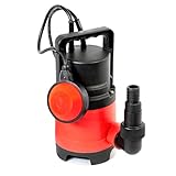 Grafner Schmutzwasserpumpe 400 Watt bis 8000 l/h Förderleistung, Ø25mm Fremdkörper, Schwimmschalter, Tragegriff, Universalanschlüsse, Schmutzwasser Tauchpumpe