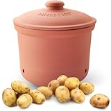 Römertopf Kartoffeltopf MAXI PLUS aus Naturton, Terrakotta, Ø 26 cm, 5,5 L Vorratstopf für ca. 3 kg Kartoffeln & Gemüse, belüftet mit 3 Lüftungslöchern, Unterteil glasiert, spülmaschinengeeignet