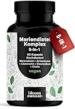 Mariendistel Artischocke Löwenzahn Komplex Hochdosiert - 90 Kapseln - 5-in-1 Leber Kur Komplex mit Mariendistel + Artischocke + Löwenzahn + Desmodium + Cholin - Vegan Laborgeprüft