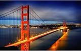 Vlies Fototapete Golden Gate Bridge, USA 3D Effekt 300x210 Landschaft Foto Tapete Schlafzimmer Wohnzimmer Moderne XXL Wandtapete Groß Vliestapete Fototapeten Poster Wand Dekoration a.5460