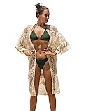 Leisofter Damen Crochet Kimono Cardigan Bikini Cover Up, Sommer Loose Lange Boho Bikini Cover Up, Leichte Frauen Beachwear Bedecken, Strandkleider