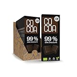 CO COA Zuckerfreie Schokolade - 99% Bitterschokolade aus rohen Kakaobohnen, 10x40g BIO Box, Klassische Dunkle Schokolade, VEGAN, Ohne GVO, Mit Kakao Nibs, Schokolade ohne raffinierten Zucker