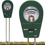 MIILLPOP Bodenmessgeräte, 3 in 1 Boden PH Messer, Bodentester für Feuchtigkeit, Fruchtbarkeit und pH, Bodentest Messgerät für Gartenarbeit, Rasen, Topfpflanzen, Kein Batterien erforderlich