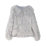 Pelzjacke Damen Kurz Hochzeit Einfarbig, Fleecejacke Kunstfell Plüschjacke Flauschig Winterjacke Große Größen Kuscheljacke Oversized Y18K Felljacke Elegante Festlich Teddyjacke Streetwear