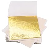 200 Blatt Blattgold,Blattgold Zum Basteln,Gold Papier für Goldfolie,Leaf Anlegemilch Blattmetall,Goldenes Goldpapier Acrylmalerei,Bastel Goldblätter Bastelfolie,Goldblattblätter Diy (8.5 * 8cm)