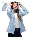33,000ft Damen Wasserdichte Faltbar Regenjacke mit Kapuze, Leicht Atmungsaktive Windbreaker Jacke, Fahrradjacke für Frauen Fahrrad Sport Outdoorjacke