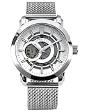 LOUIS XVI Versailles 2.0 Automatik 1923 - Ø 43.5 mm - Herren Uhr - Wasserdicht - Skelettuhr - Armband Silber - Zifferblatt Weiß – Automatikuhr