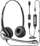 Wantek Headsets mit Kabel Noise Cancelling Mikrofon,USB/Type-c/3.5mm Jack 3-in-1 PC Headset,USB Headset und Kabel Lautstärkeregelung für Computer PC Laptops Call Center Home Office