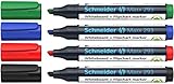 Schneider 293 Board-/Flipchartmarker (nachfüllbar, 2 - 5 mm) 4er Etui schwarz/rot/blau/grün