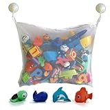 Aufbewahrung für Badespielzeug, Netzstoff, Spielzeugnetz, vielseitig verwendbar, großer Badezimmer-Organizer mit 2 selbstklebenden Haken, wasserdicht, Aufbewahrung