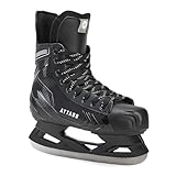 ATTABO Kinder Hockey Schlittschuhe Frazer Schwarz Größe 32-35 EU Verstellbare Kinder Eishockeyschuhe mit Schnürverschluss mit langlebiger Edelstahlkufe Starke Knöchelunterstützung