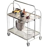 Faltbarer Barwagen mit Rollen und Griff – Rollwagen für Kaffee, Tee und Getränke, stilvoller Aufbewahrungswagen für Zuhause, Küche & Party – grauer Esszimmer-Servierwagen