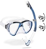 CRESSI Combo Big Eyes+Alpha U.D. Clear/Azure - Unisex Maske Außergewöhnliche Sichtbarkeit Big Eyes und Trockenschnorchel Alpha U.D. Ideal zum Tauchen, Schnorcheln, Transparent/Azurblau, Einheitsgröße