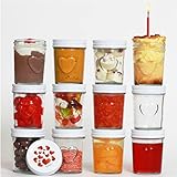 megusta!® 12 Einmachgläser mit Deckel | 200 ml | Herz im Glas | Deckel Herzmuster | Marmeladengläser, Dessertgläser, Joghurtgläser, Babygläschen | für Hochzeit, Geburtstag