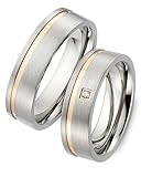 123traumringe Eheringe Titan Rosegold Paarpreis mit 1 Zirkonia inkl. Gravur I Trauringe Titan für Sie und Ihn in 7mm Breite I Paarringe Eheringe Partnerringe | S 59