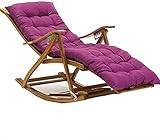 Faltbare Sonnenliegen, Bambus, bequem, Schaukelliege, Campingstuhl mit braunem Baumwollpolster, für Garten und Entspannung im Freien
