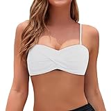 Bikinioberteile für Damen Bandeau Bikini Oberteil Push Up Trägerlos Balconette Bikini Top Twist Crossover mit Bügel Bikinioberteil Verstellbare Träger Bademode für Sommer Strand Vacation Swimsuits