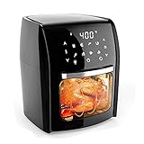 NADYE Digitale Heißluftfritteuse mit Drehspieß, Dörrautomat, Heißluftofen, Braten, Dörren, Mehr backen, Glassichtfenster, Zubehörset und Rezeptbuch enthalten, große Kapazität