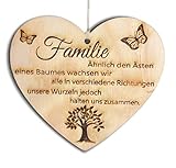 Pet-Jos Familie Herz Schild Dekoschild Herzschild Holzherz Holzschild 10 x 10 cm Geschenk für die Familie Spruch Geschenk Holz Geschenk EIN