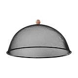 Rivanto® Fliegenhaube Schwarz Ø 43 cm Tellerglocke mit Trageknauf, Teller Abdeckung für Lebensmittel beim Grillen