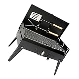 VICASKY Tragbarer Outdoor Bbq Grill Klappbar mit Windschutzgriff Einfach zu Reinigen und Zusammenklappbar Kompaktes Camping Barbecue mit Sicherem Verriegelungssystem