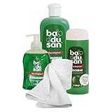 badusan Wohlfühlset Das Original 4-teilig Duschbad, Schaumbad, Flüssigseife Geschenkset mit Handtuch, Baden mit Badusan Pflegeset Beautyset Beautypaket