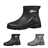 Herren-Gummistiefel, atmungsaktive Gartenstiefel, bequeme Chelsea-Stiefel, lässig, modisch, Regenstiefel für Wandern, Hofarbeit, Mucker-Stil, Outdoor-Aktivitäten, Schwarz , 41 1/3 EU