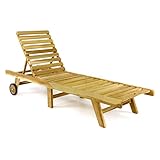 Divero klappbare Sonnenliege CASTELLON aus unbehandeltem Teakholz, unbehandelt – Farbe: Natur-Braun