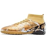 clofab Fussballschuhe Damen Herren Kunstrasen Turf Fußballschuhe Jugend Hallenschuhe Ground Outdoor Sportschuhe Für AG FG TF Fußball Trainingsschuhe (37,Goldene/TF)