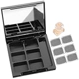 TIDTALEO Lidschatten und Concealer Palette Leer mit Spiegel Aluminium Kosmetikbox mit Farbmuster 6 Fächer für Make Up Proben Geeignet für Frauen als Geschenk und Reisebegleiter