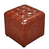 Gepolsterter Sitzhocker aus Leder, quadratisches Design, 40 x 40 x 35 cm, Grün