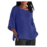 Bluse Damen Langarm Elegant Hemdbluse mit Tasche Knopfleiste Lässiges Hemd Lockere Passform Leinenhemd Solide Dickes Oberteil Basic Shirt Atmungsaktive Tops Baumwolle Leinenbluse Bequeme Tunika