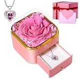 Konservierte rosa Rose mit Halskette, 'I Love You', Geschenke für sie, für immer Blumen, Rose, Geschenke für Freundin, Ehefrau, Damen, Geschenke für Muttertag, Jahrestag, Geburtstag, Erntedankfest,