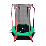 Ultrasport Trampolin Indoor Kinder Trampolin Outdoor 140 cm bis 50 KG mit Sicherheitsnetz, Randabdeckung, Montagesatz I Bodentrampolin Kindertrampolin, Mini Trampolin Klein Kinder, Grün