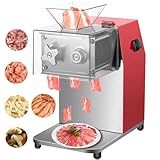 Kommerzielle Fleischschneidemaschine – 850 W Elektrischer Schneider für knochenloses Fleisch und weiches Gemüse, 250 kg/h Produktion, leicht zu reinigen, inklusive 2,5/3,5/5/7/10 mm Klingen